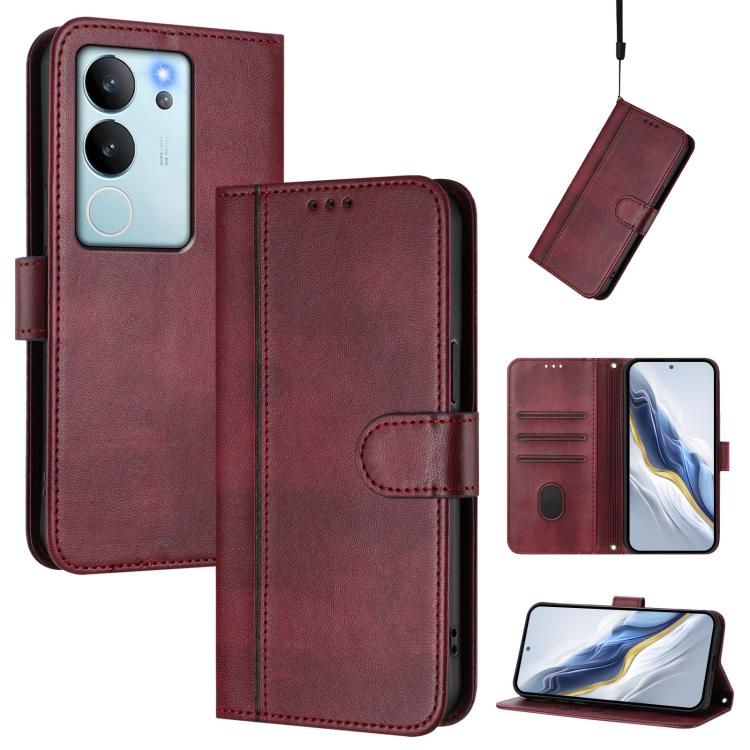 Line Splicing Buckle Retro Leather Phone Case, For vivo Y28 4G Global, For vivo X100s 5G, For vivo Y38 5G / T3x 5G Global, For vivo iQOO Z9x, For vivo Y20 / Y20i / Y20s / Y11s / Y12s, For vivo iQOO Z9 5G / iQOO Z9 Turbo 5G                              ...