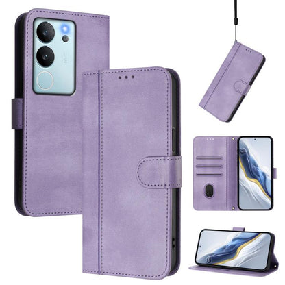 Line Splicing Buckle Retro Leather Phone Case, For vivo Y28 4G Global, For vivo X100s 5G, For vivo Y38 5G / T3x 5G Global, For vivo iQOO Z9x, For vivo Y20 / Y20i / Y20s / Y11s / Y12s, For vivo iQOO Z9 5G / iQOO Z9 Turbo 5G                              ...