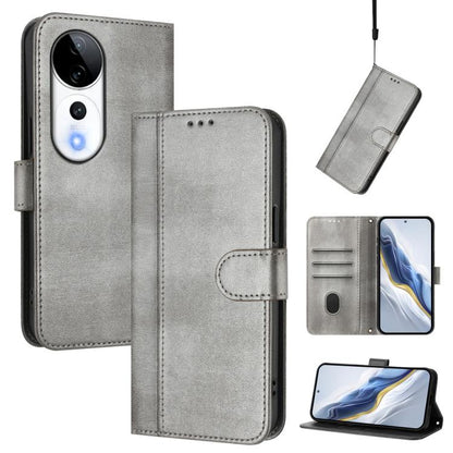 Line Splicing Buckle Retro Leather Phone Case, For vivo V40 Lite 5G IDN / Y300 5G Global, For vivo V40 Lite 4G IDN / Y300 5G IDN, For vivo Y19s 4G Global, For vivo X200 Pro mini, For vivo Y100 5G IDN / T3 5G IDN, For vivo V40e 5G India / iQOO Z9s 5G   ...