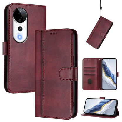 Line Splicing Buckle Retro Leather Phone Case, For vivo V40 Lite 5G IDN / Y300 5G Global, For vivo V40 Lite 4G IDN / Y300 5G IDN, For vivo Y19s 4G Global, For vivo X200 Pro mini, For vivo Y100 5G IDN / T3 5G IDN, For vivo V40e 5G India / iQOO Z9s 5G   ...