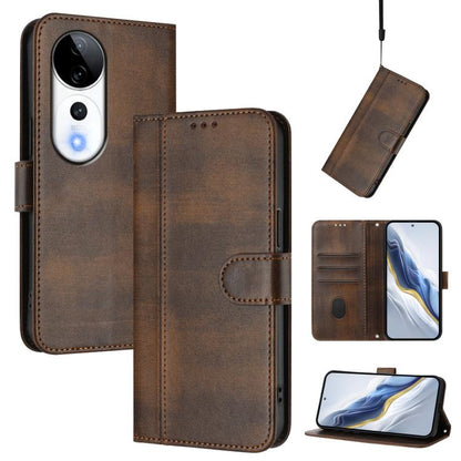 Line Splicing Buckle Retro Leather Phone Case, For vivo V40 Lite 5G IDN / Y300 5G Global, For vivo V40 Lite 4G IDN / Y300 5G IDN, For vivo Y19s 4G Global, For vivo X200 Pro mini, For vivo Y100 5G IDN / T3 5G IDN, For vivo V40e 5G India / iQOO Z9s 5G   ...
