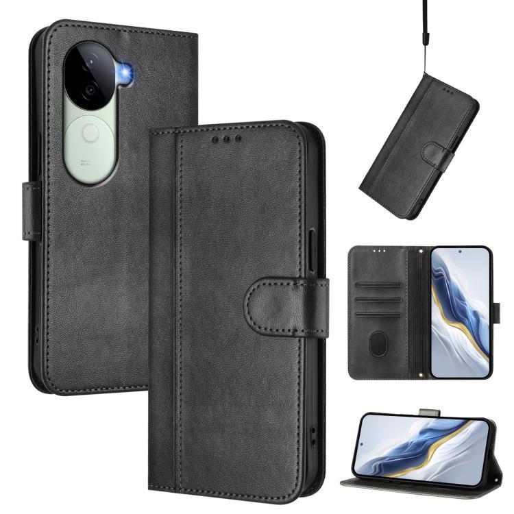 Line Splicing Buckle Retro Leather Phone Case, For vivo V40 Lite 5G IDN / Y300 5G Global, For vivo V40 Lite 4G IDN / Y300 5G IDN, For vivo Y19s 4G Global, For vivo X200 Pro mini, For vivo Y100 5G IDN / T3 5G IDN, For vivo V40e 5G India / iQOO Z9s 5G   ...