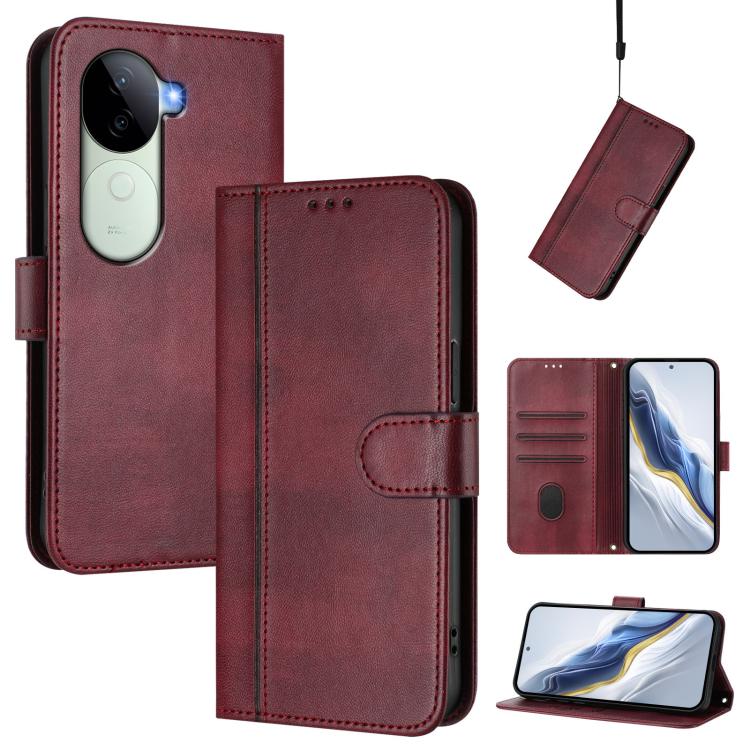Line Splicing Buckle Retro Leather Phone Case, For vivo V40 Lite 5G IDN / Y300 5G Global, For vivo V40 Lite 4G IDN / Y300 5G IDN, For vivo Y19s 4G Global, For vivo X200 Pro mini, For vivo Y100 5G IDN / T3 5G IDN, For vivo V40e 5G India / iQOO Z9s 5G   ...