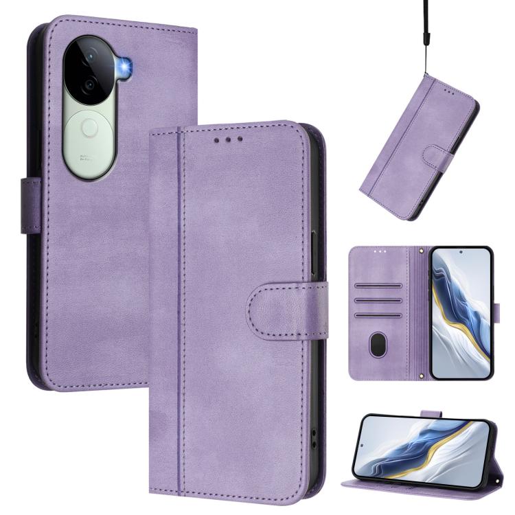 Line Splicing Buckle Retro Leather Phone Case, For vivo V40 Lite 5G IDN / Y300 5G Global, For vivo V40 Lite 4G IDN / Y300 5G IDN, For vivo Y19s 4G Global, For vivo X200 Pro mini, For vivo Y100 5G IDN / T3 5G IDN, For vivo V40e 5G India / iQOO Z9s 5G   ...