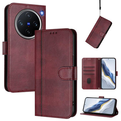 Line Splicing Buckle Retro Leather Phone Case, For vivo V40 Lite 5G IDN / Y300 5G Global, For vivo V40 Lite 4G IDN / Y300 5G IDN, For vivo Y19s 4G Global, For vivo X200 Pro mini, For vivo Y100 5G IDN / T3 5G IDN, For vivo V40e 5G India / iQOO Z9s 5G   ...