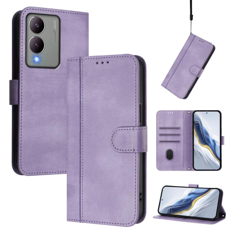 Line Splicing Buckle Retro Leather Phone Case, For vivo Y28 4G Global, For vivo X100s 5G, For vivo Y38 5G / T3x 5G Global, For vivo iQOO Z9x, For vivo Y20 / Y20i / Y20s / Y11s / Y12s, For vivo iQOO Z9 5G / iQOO Z9 Turbo 5G                              ...