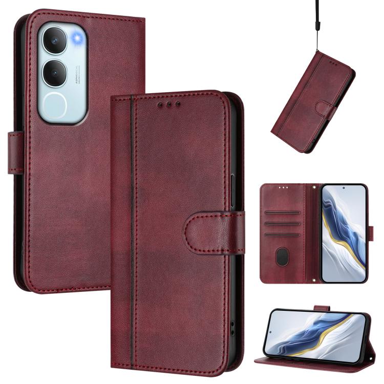 Line Splicing Buckle Retro Leather Phone Case, For vivo V40 Lite 5G IDN / Y300 5G Global, For vivo V40 Lite 4G IDN / Y300 5G IDN, For vivo Y19s 4G Global, For vivo X200 Pro mini, For vivo Y100 5G IDN / T3 5G IDN, For vivo V40e 5G India / iQOO Z9s 5G   ...