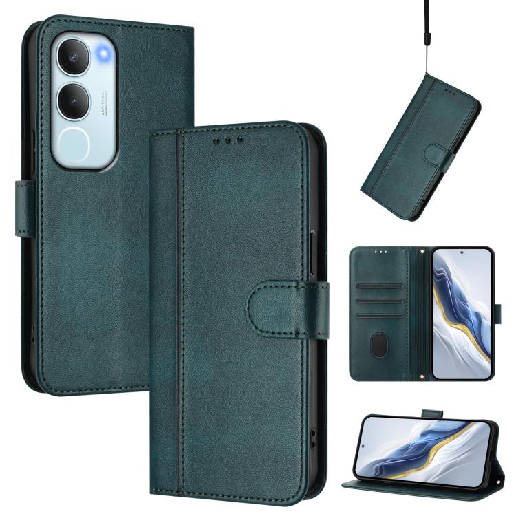 Line Splicing Buckle Retro Leather Phone Case, For vivo V40 Lite 5G IDN / Y300 5G Global, For vivo V40 Lite 4G IDN / Y300 5G IDN, For vivo Y19s 4G Global, For vivo X200 Pro mini, For vivo Y100 5G IDN / T3 5G IDN, For vivo V40e 5G India / iQOO Z9s 5G   ...