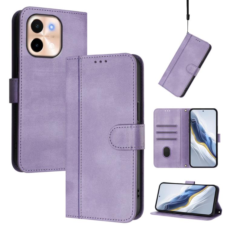 Line Splicing Buckle Retro Leather Phone Case, For vivo Y28 4G Global, For vivo X100s 5G, For vivo Y38 5G / T3x 5G Global, For vivo iQOO Z9x, For vivo Y20 / Y20i / Y20s / Y11s / Y12s, For vivo iQOO Z9 5G / iQOO Z9 Turbo 5G                              ...