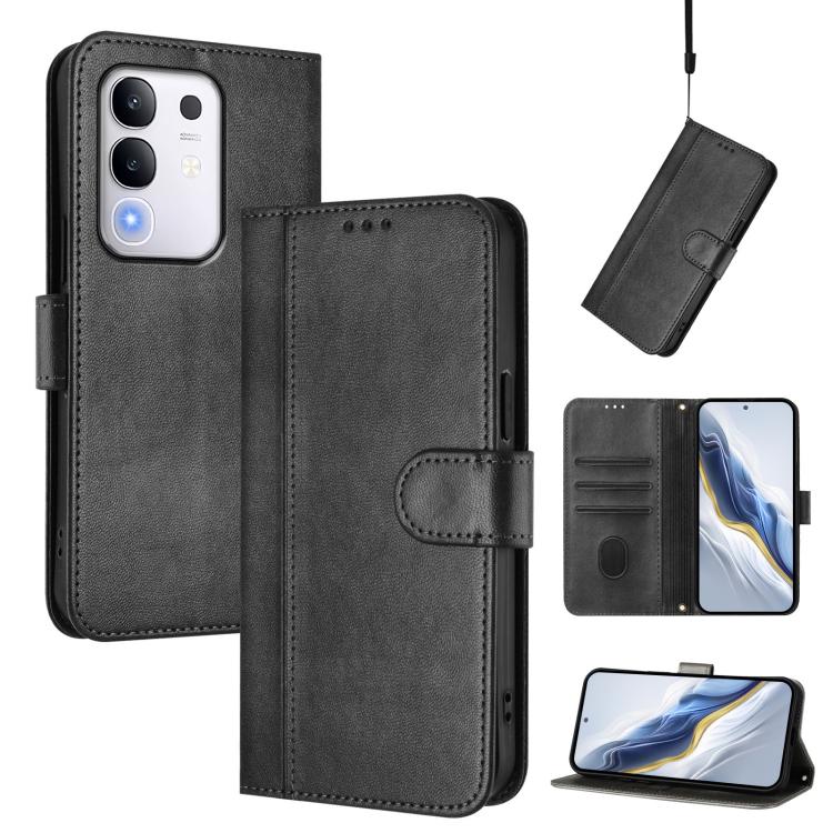 Line Splicing Buckle Retro Leather Phone Case, For vivo V60 5G Global, For vivo S30 Pro mini, For vivo S30, For vivo X200s 5G, For vivo Y39 5G Global, For vivo V50 Lite 5G Global / V40 Lite 4G, For vivo Y04 4G Global / Y29s 5G, For vivo Y29 4G Global  ...