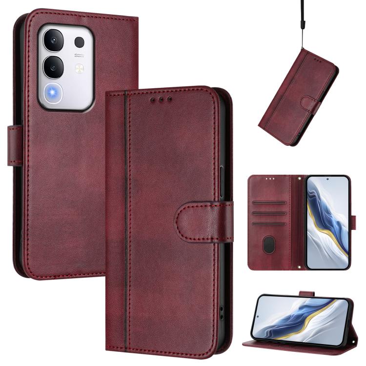 Line Splicing Buckle Retro Leather Phone Case, For vivo V60 5G Global, For vivo S30 Pro mini, For vivo S30, For vivo X200s 5G, For vivo Y39 5G Global, For vivo V50 Lite 5G Global / V40 Lite 4G, For vivo Y04 4G Global / Y29s 5G, For vivo Y29 4G Global  ...