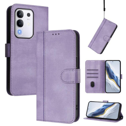 Line Splicing Buckle Retro Leather Phone Case, For vivo V60 5G Global, For vivo S30 Pro mini, For vivo S30, For vivo X200s 5G, For vivo Y39 5G Global, For vivo V50 Lite 5G Global / V40 Lite 4G, For vivo Y04 4G Global / Y29s 5G, For vivo Y29 4G Global  ...