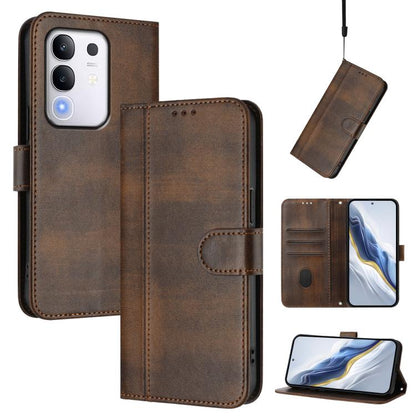 Line Splicing Buckle Retro Leather Phone Case, For vivo V60 5G Global, For vivo S30 Pro mini, For vivo S30, For vivo X200s 5G, For vivo Y39 5G Global, For vivo V50 Lite 5G Global / V40 Lite 4G, For vivo Y04 4G Global / Y29s 5G, For vivo Y29 4G Global  ...
