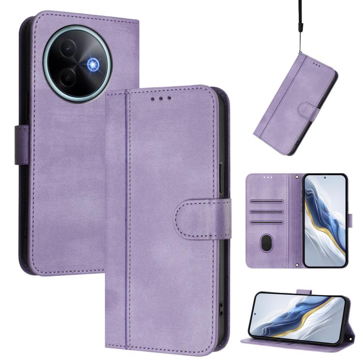 Line Splicing Buckle Retro Leather Phone Case, For vivo V60 5G Global, For vivo S30 Pro mini, For vivo S30, For vivo X200s 5G, For vivo Y39 5G Global, For vivo V50 Lite 5G Global / V40 Lite 4G, For vivo Y04 4G Global / Y29s 5G, For vivo Y29 4G Global  ...