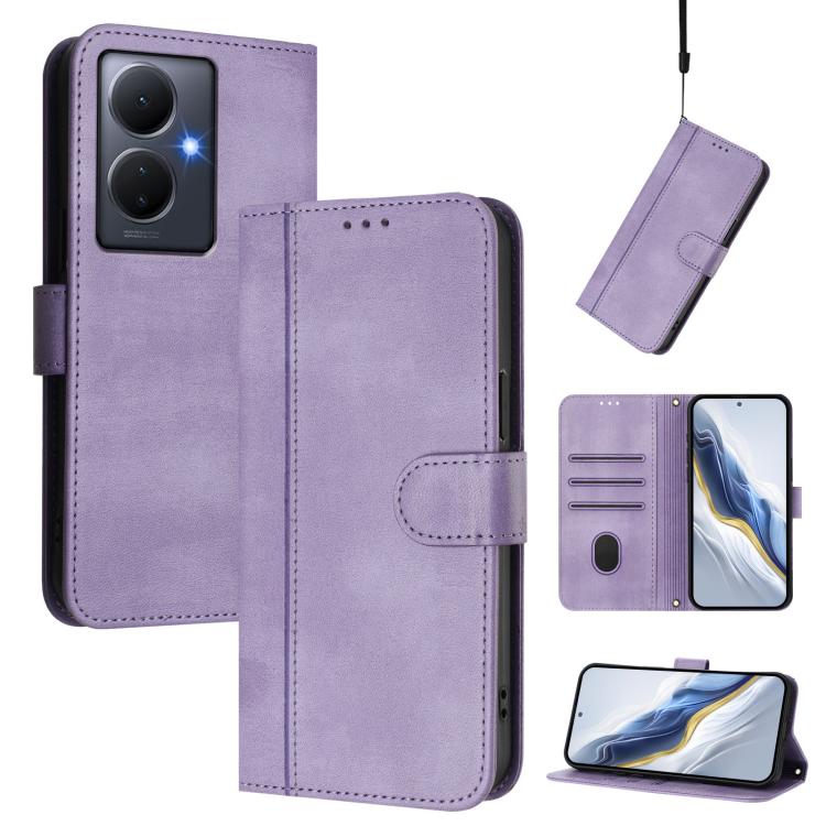 Line Splicing Buckle Retro Leather Phone Case, For vivo Y78+ 5G / Y78 Global / V29 Lite, For vivo Y100 5G / Y100A 5G India, For vivo Y02A 4G / Y02 4G / Y11 2023, For vivo Y56 5G / Y16 4G / Y02s 4G Global, For vivo V27 5G / V27 Pro 5G Global            ...