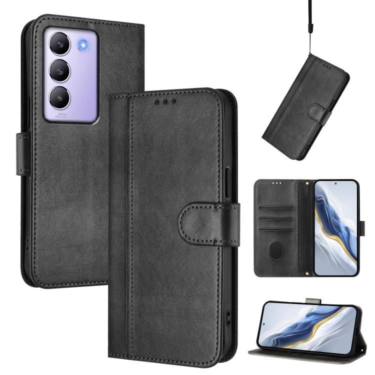 Line Splicing Buckle Retro Leather Phone Case, For vivo V40 Lite 5G IDN / Y300 5G Global, For vivo V40 Lite 4G IDN / Y300 5G IDN, For vivo Y19s 4G Global, For vivo X200 Pro mini, For vivo Y100 5G IDN / T3 5G IDN, For vivo V40e 5G India / iQOO Z9s 5G   ...
