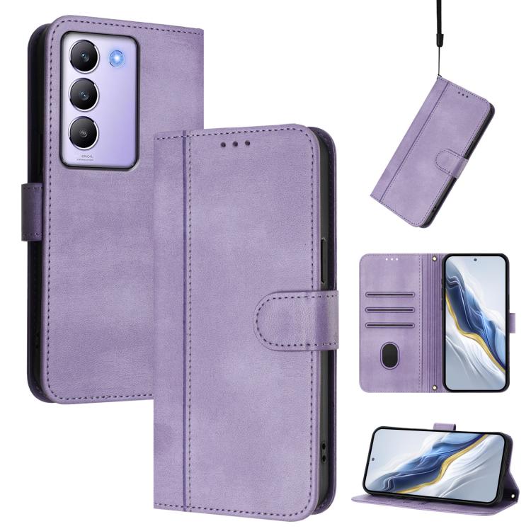 Line Splicing Buckle Retro Leather Phone Case, For vivo V40 Lite 5G IDN / Y300 5G Global, For vivo V40 Lite 4G IDN / Y300 5G IDN, For vivo Y19s 4G Global, For vivo X200 Pro mini, For vivo Y100 5G IDN / T3 5G IDN, For vivo V40e 5G India / iQOO Z9s 5G   ...