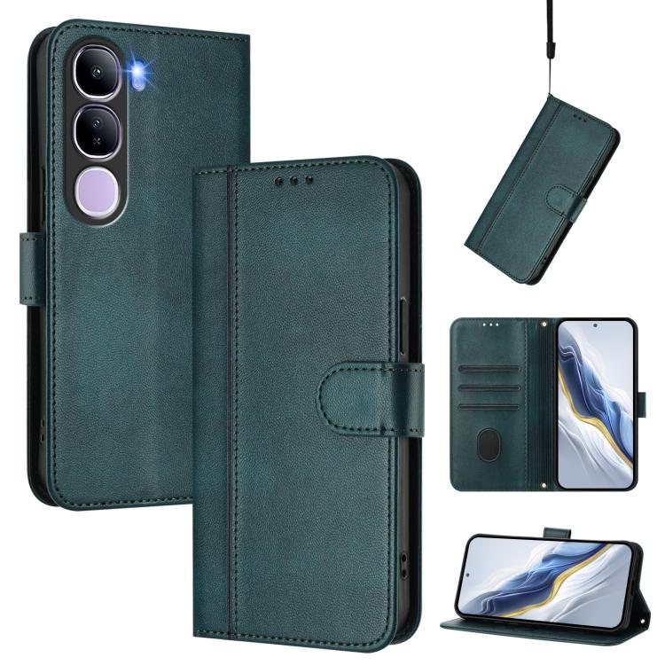 Line Splicing Buckle Retro Leather Phone Case, For vivo V40 Lite 5G IDN / Y300 5G Global, For vivo V40 Lite 4G IDN / Y300 5G IDN, For vivo Y19s 4G Global, For vivo X200 Pro mini, For vivo Y100 5G IDN / T3 5G IDN, For vivo V40e 5G India / iQOO Z9s 5G   ...