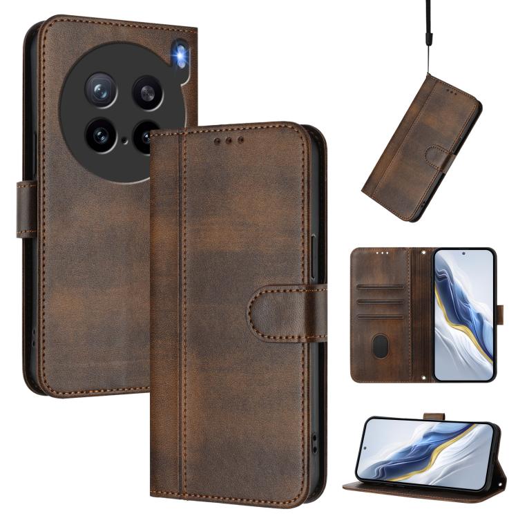 Line Splicing Buckle Retro Leather Phone Case, For vivo V60 5G Global, For vivo S30 Pro mini, For vivo S30, For vivo X200s 5G, For vivo Y39 5G Global, For vivo V50 Lite 5G Global / V40 Lite 4G, For vivo Y04 4G Global / Y29s 5G, For vivo Y29 4G Global  ...