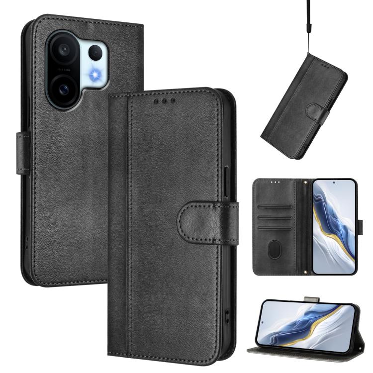 Line Splicing Buckle Retro Leather Phone Case, For vivo V60 5G Global, For vivo S30 Pro mini, For vivo S30, For vivo X200s 5G, For vivo Y39 5G Global, For vivo V50 Lite 5G Global / V40 Lite 4G, For vivo Y04 4G Global / Y29s 5G, For vivo Y29 4G Global  ...