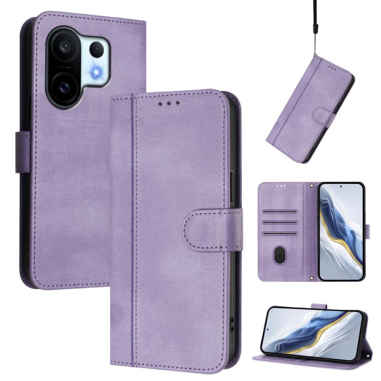 Line Splicing Buckle Retro Leather Phone Case, For vivo V60 5G Global, For vivo S30 Pro mini, For vivo S30, For vivo X200s 5G, For vivo Y39 5G Global, For vivo V50 Lite 5G Global / V40 Lite 4G, For vivo Y04 4G Global / Y29s 5G, For vivo Y29 4G Global  ...