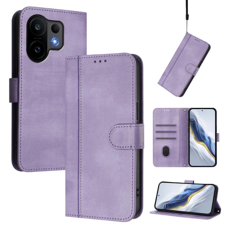 Line Splicing Buckle Retro Leather Phone Case, For vivo V60 5G Global, For vivo S30 Pro mini, For vivo S30, For vivo X200s 5G, For vivo Y39 5G Global, For vivo V50 Lite 5G Global / V40 Lite 4G, For vivo Y04 4G Global / Y29s 5G, For vivo Y29 4G Global  ...