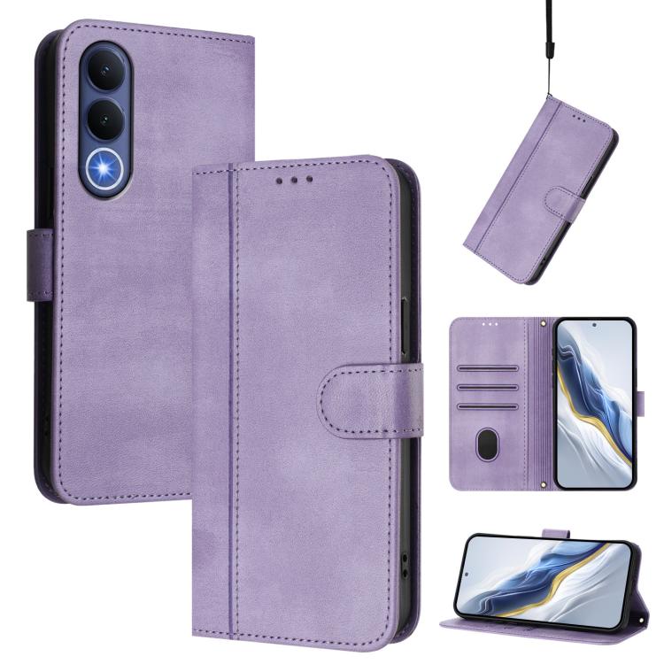Line Splicing Buckle Retro Leather Phone Case, For vivo X300 FE / S50 Pro mini 5G, For vivo X300s, For vivo Y21 5G 2026 / Y05 4G, For vivo V70 FE 5G, For vivo X300 Ultra, For vivo X300 Pro 5G, For vivo X300 5G, For vivo Y31 5G Global                   ...