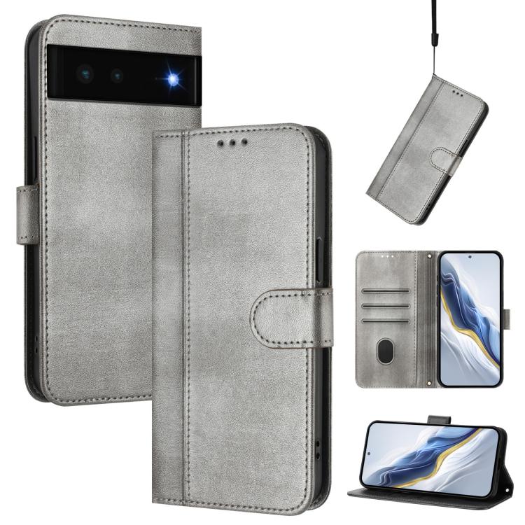 Line Splicing Buckle Retro Leather Phone Case, For Google Pixel 6a, For Google Pixel 6 Pro, For Google Pixel 6, For Google Pixel 5a 5G