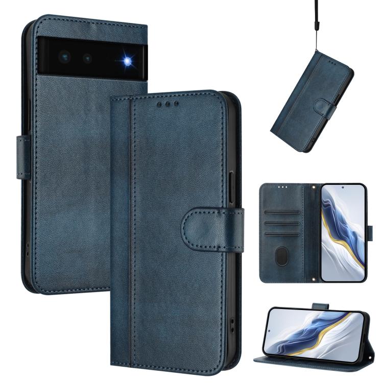 Line Splicing Buckle Retro Leather Phone Case, For Google Pixel 6a, For Google Pixel 6 Pro, For Google Pixel 6, For Google Pixel 5a 5G