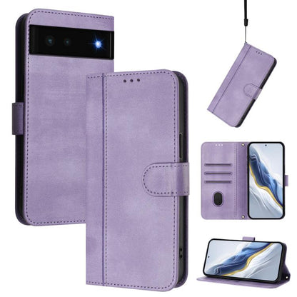 Line Splicing Buckle Retro Leather Phone Case, For Google Pixel 6a, For Google Pixel 6 Pro, For Google Pixel 6, For Google Pixel 5a 5G