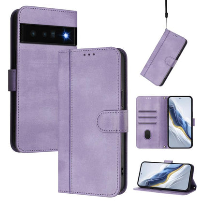 Line Splicing Buckle Retro Leather Phone Case, For Google Pixel 6a, For Google Pixel 6 Pro, For Google Pixel 6, For Google Pixel 5a 5G