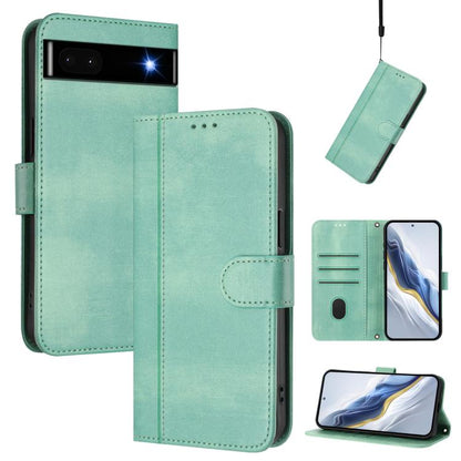 Line Splicing Buckle Retro Leather Phone Case, For Google Pixel 6a, For Google Pixel 6 Pro, For Google Pixel 6, For Google Pixel 5a 5G