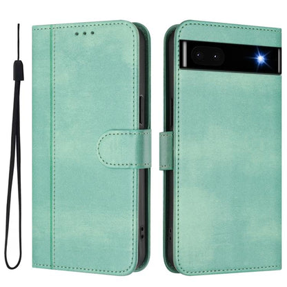 Line Splicing Buckle Retro Leather Phone Case, For Google Pixel 6a, For Google Pixel 6 Pro, For Google Pixel 6, For Google Pixel 5a 5G