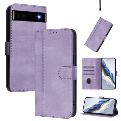 Line Splicing Buckle Retro Leather Phone Case, For Google Pixel 6a, For Google Pixel 6 Pro, For Google Pixel 6, For Google Pixel 5a 5G