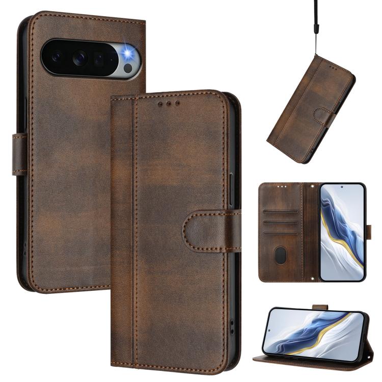Line Splicing Buckle Retro Leather Phone Case, For Google Pixel 11 Pro XL, For Google Pixel 11 Pro / 11, For Google Pixel 9 Pro XL / Pixel 10 Pro XL, For Google Pixel 10 / 10 Pro / Pixel 9 / 9 Pro, For Google Pixel 9a, For Google Pixel 8a              ...