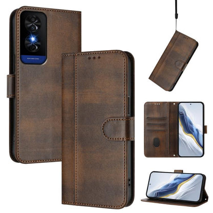 Line Splicing Buckle Retro Leather Phone Case, For TCL K70 Power 4G / K70 4G, For TCL Nxtpaper 70 Pro 5G, For TCL K32 5G / K33 5G, For TCL 60 NxtPaper, For TCL 605 / 60 SE, For TCL 60R 5G, For TCL 503, For TCL 50 5G / 50 XE / 50 XE NxtPaper            ...