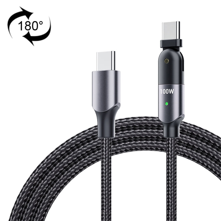 USB-C to USB-C charging cable with rotating 180° elbow and braided sheath, 100W, dark grey