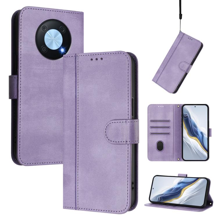 Line Splicing Buckle Retro Leather Phone Case, For Huawei Nova 13 Pro, For Huawei Nova 13 / Nova 12, For Huawei Pura 70 Pro / Pura 70 Pro+, For Huawei nova 12i Global, For Huawei Nova 12s Global, For Huawei Pura 70, For Huawei Mate 60 Pro / Mate 60 Pro...