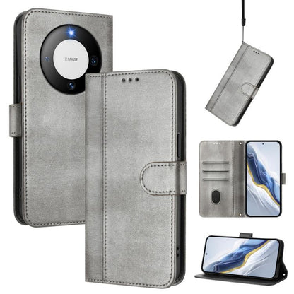Line Splicing Buckle Retro Leather Phone Case, For Huawei Nova 13 Pro, For Huawei Nova 13 / Nova 12, For Huawei Pura 70 Pro / Pura 70 Pro+, For Huawei nova 12i Global, For Huawei Nova 12s Global, For Huawei Pura 70, For Huawei Mate 60 Pro / Mate 60 Pro...