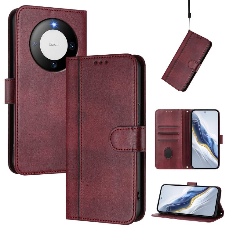 Line Splicing Buckle Retro Leather Phone Case, For Huawei Nova 13 Pro, For Huawei Nova 13 / Nova 12, For Huawei Pura 70 Pro / Pura 70 Pro+, For Huawei nova 12i Global, For Huawei Nova 12s Global, For Huawei Pura 70, For Huawei Mate 60 Pro / Mate 60 Pro...