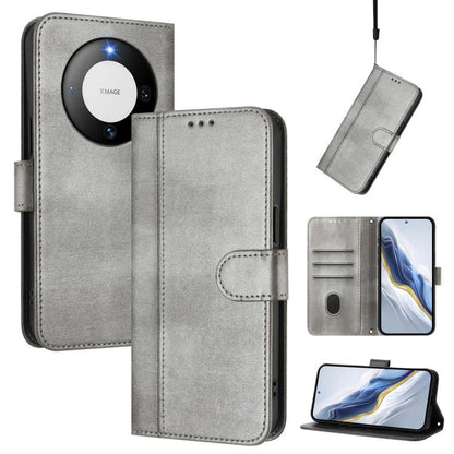 Line Splicing Buckle Retro Leather Phone Case, For Huawei Nova 13 Pro, For Huawei Nova 13 / Nova 12, For Huawei Pura 70 Pro / Pura 70 Pro+, For Huawei nova 12i Global, For Huawei Nova 12s Global, For Huawei Pura 70, For Huawei Mate 60 Pro / Mate 60 Pro...