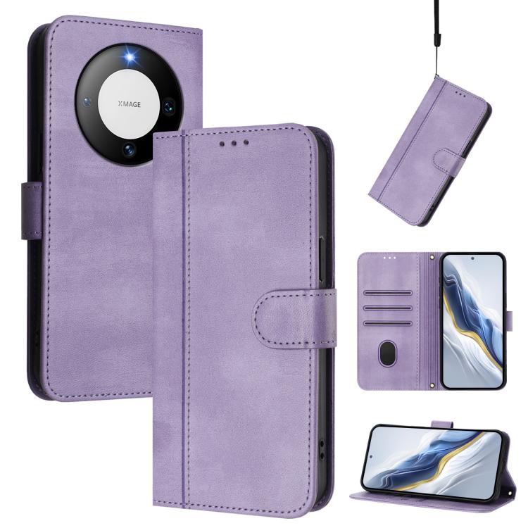 Line Splicing Buckle Retro Leather Phone Case, For Huawei Nova 13 Pro, For Huawei Nova 13 / Nova 12, For Huawei Pura 70 Pro / Pura 70 Pro+, For Huawei nova 12i Global, For Huawei Nova 12s Global, For Huawei Pura 70, For Huawei Mate 60 Pro / Mate 60 Pro...