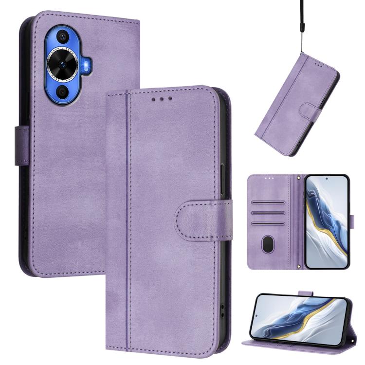 Line Splicing Buckle Retro Leather Phone Case, For Huawei Nova 13 Pro, For Huawei Nova 13 / Nova 12, For Huawei Pura 70 Pro / Pura 70 Pro+, For Huawei nova 12i Global, For Huawei Nova 12s Global, For Huawei Pura 70, For Huawei Mate 60 Pro / Mate 60 Pro...