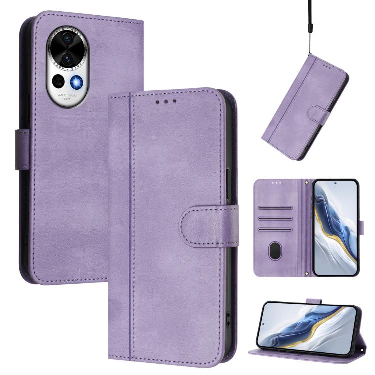 Line Splicing Buckle Retro Leather Phone Case, For Huawei Nova 13 Pro, For Huawei Nova 13 / Nova 12, For Huawei Pura 70 Pro / Pura 70 Pro+, For Huawei nova 12i Global, For Huawei Nova 12s Global, For Huawei Pura 70, For Huawei Mate 60 Pro / Mate 60 Pro...
