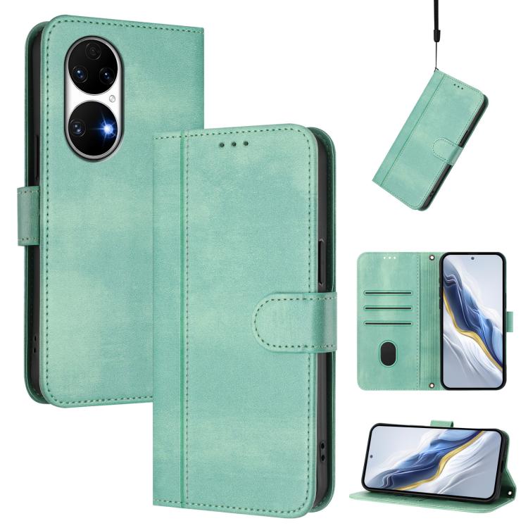 Line Splicing Buckle Retro Leather Phone Case, For Huawei Enjoy 50 / Nova Y70 / Nova Y70 Plus, For Huawei Nova 9, For Huawei P50 Pro, For Huawei P50, For Huawei Enjoy 20 SE / Huawei P Smart 2021