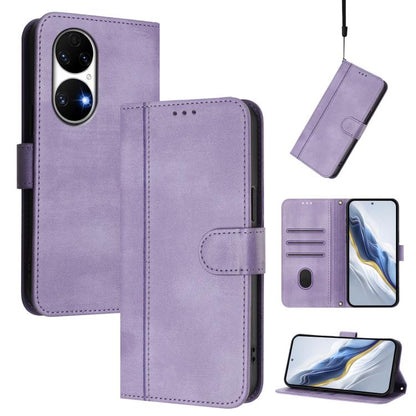 Line Splicing Buckle Retro Leather Phone Case, For Huawei Enjoy 50 / Nova Y70 / Nova Y70 Plus, For Huawei Nova 9, For Huawei P50 Pro, For Huawei P50, For Huawei Enjoy 20 SE / Huawei P Smart 2021