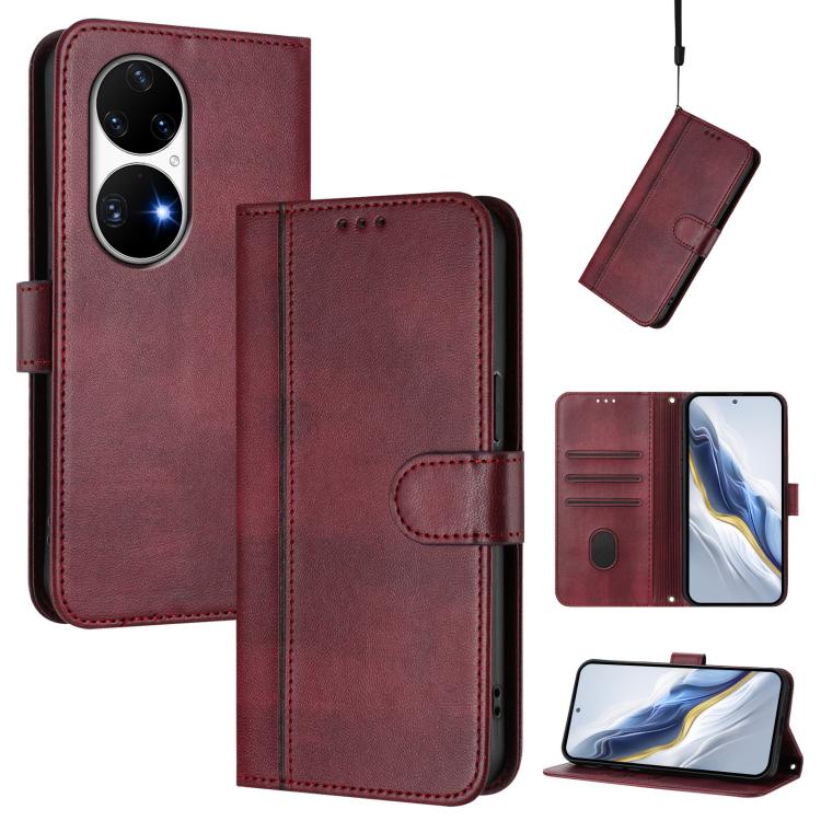 Line Splicing Buckle Retro Leather Phone Case, For Huawei Enjoy 50 / Nova Y70 / Nova Y70 Plus, For Huawei Nova 9, For Huawei P50 Pro, For Huawei P50, For Huawei Enjoy 20 SE / Huawei P Smart 2021