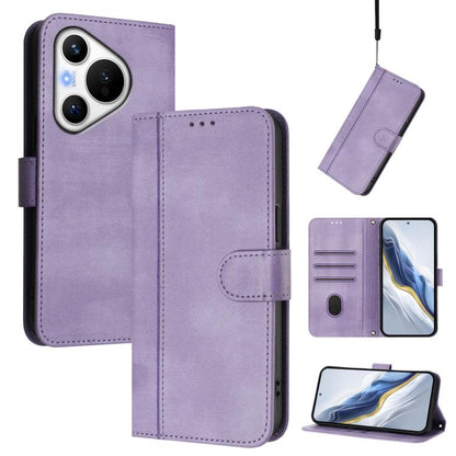Line Splicing Buckle Retro Leather Phone Case, For Huawei Nova 13 Pro, For Huawei Nova 13 / Nova 12, For Huawei Pura 70 Pro / Pura 70 Pro+, For Huawei nova 12i Global, For Huawei Nova 12s Global, For Huawei Pura 70, For Huawei Mate 60 Pro / Mate 60 Pro...