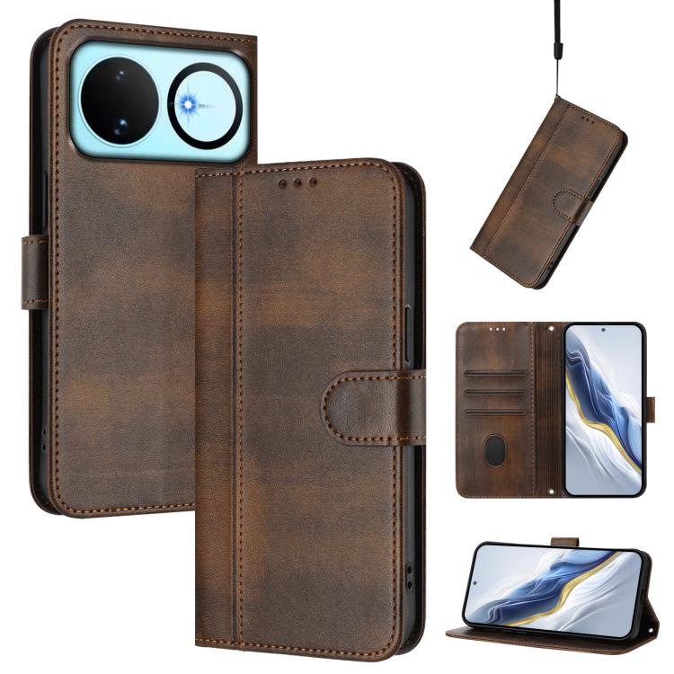 Line Splicing Buckle Retro Leather Phone Case, For Huawei nova 16z, For Huawei nova 16, For Huawei Pura 90 Pro Max 5G, For Huawei Pura 90 Pro 5G, For Huawei Mate 70 Air 5G, For Huawei Enjoy 80s, For Huawei nova 14 Ultra, For Huawei nova 14 Pro         ...