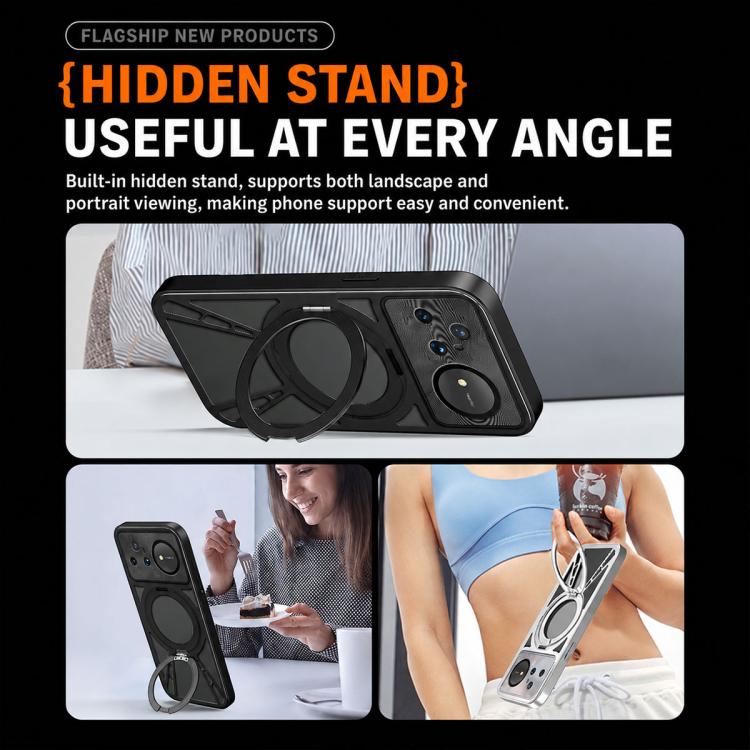Cooling Hollow Metal Holder MagSafe Phone Case, For Huawei nova 16 Ultra, For Huawei nova 16 Pro, For Huawei nova 16z, For Huawei nova 16, For Huawei Mate 70 Pro, For Huawei Mate 70, For Huawei Pura 70 Pro / 70 Pro+, For Huawei Pura 70 Ultra           ...